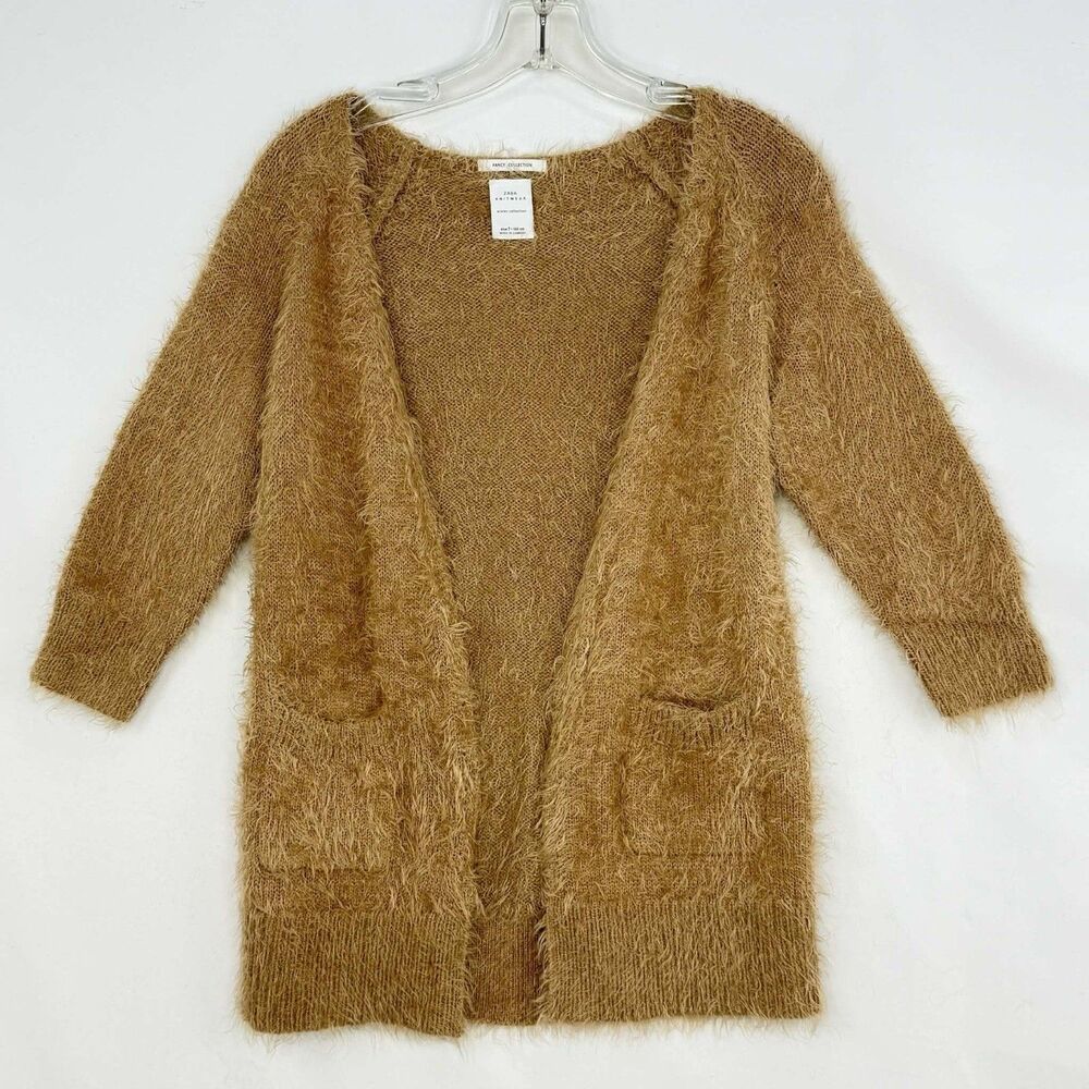Zara Knitwear Winter Fancy Collection Open Front Cardigan Sweater Brown Size 7 - Picture 15 of 15